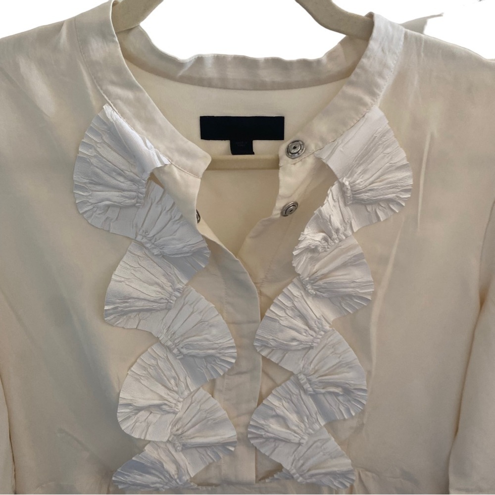 Burberry white ivory silk ruffles dress FLAW 44 large - Picture 7 of 14